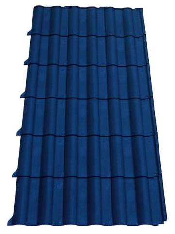 Panneau léger imitation tuile Flamande couleur bleu pour structures à faible pente