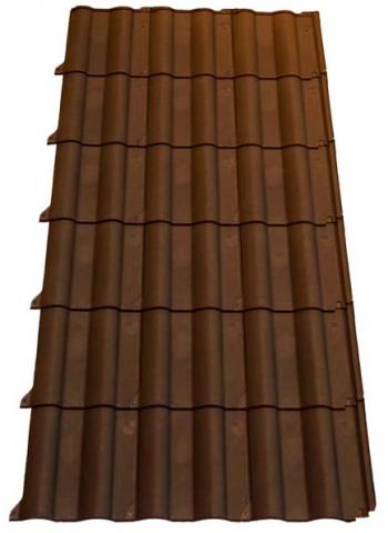 Panneau léger imitation tuile Flamande couleur marron pour structures à faible pente